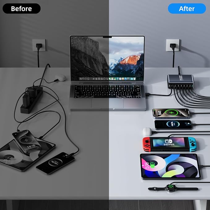 320W Fast Charging 8 Port USB C Charger Block, USB-C Charger Adapter - Image 5