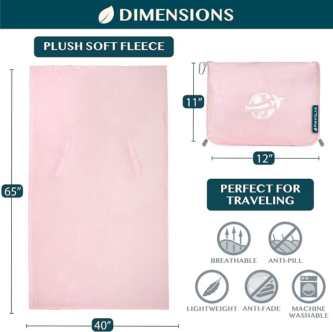 PAVILIA Travel Blanket and Pillow, Arms Opening Airplane Blankets - Image 7