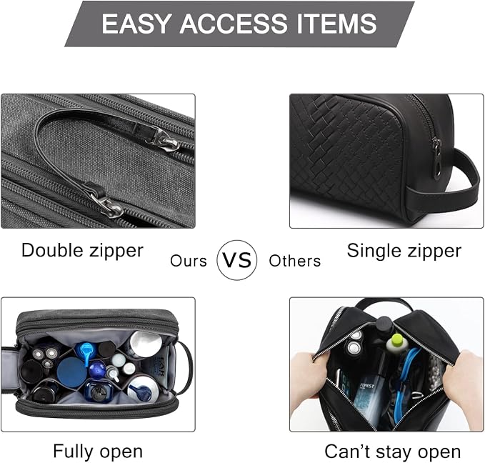 BAGSMART Toiletry Bag for Men, Canvas Travel Toiletry Organizer Dopp Kit - Image 5