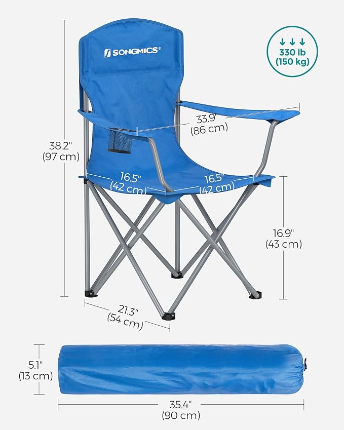 SONGMICS 2 Pack Folding Camping Chairs, Load 330 lb, Cup Holder and High - Image 3