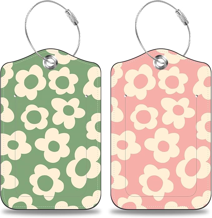 Vintage Groovy Flowers Set of 2 Luggage Tags by Unknown