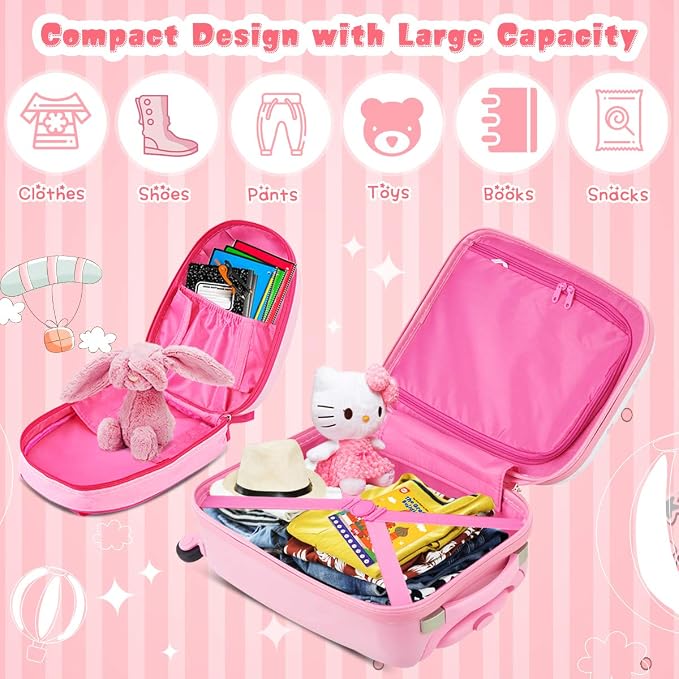 HONEY JOY 2 Pcs Kids Carry On Luggage, Waterproof Hard Shell Travel Case - Image 2