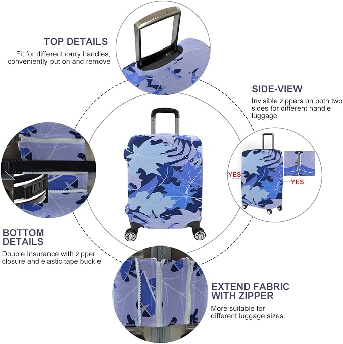 Travel Luggage Cover, Suitcase Protector Bag Fits 22-24 Inch Luggage Bluemaple - Image 2