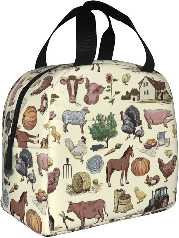 Farm Animal Lunch Bag Farm Lunch Box Insulated Reusable Lunch Tote Bag Cooler - Image 2