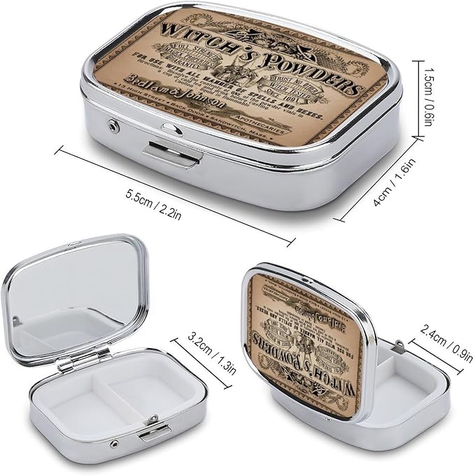 Metal 2 Compartment Pill Organizer Travel Friendly Portable Compact Pill Box - Image 2