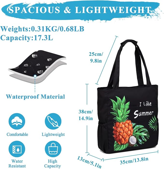 VASCHY Beach Bag for Women, Large Waterproof Sandproof Fold-able Packable Pool - Image 2