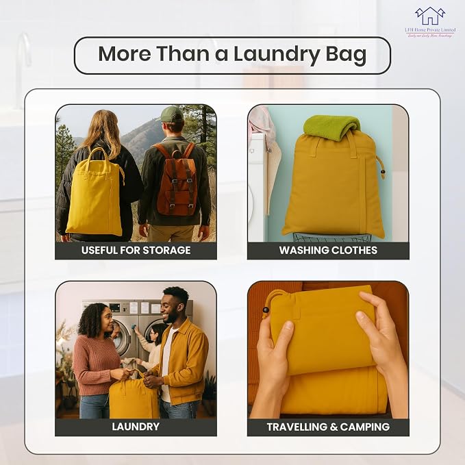 LFH Home Cotton Canvas Large Laundry Bag - Image 4