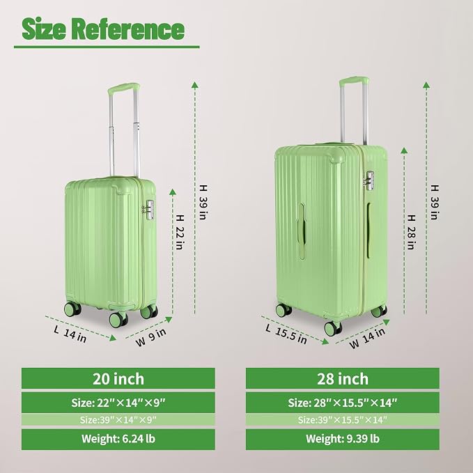 Carry-on 20 Inch and 28 Inch Square Thickened ABS+PC Hard Shell luggage - Image 2