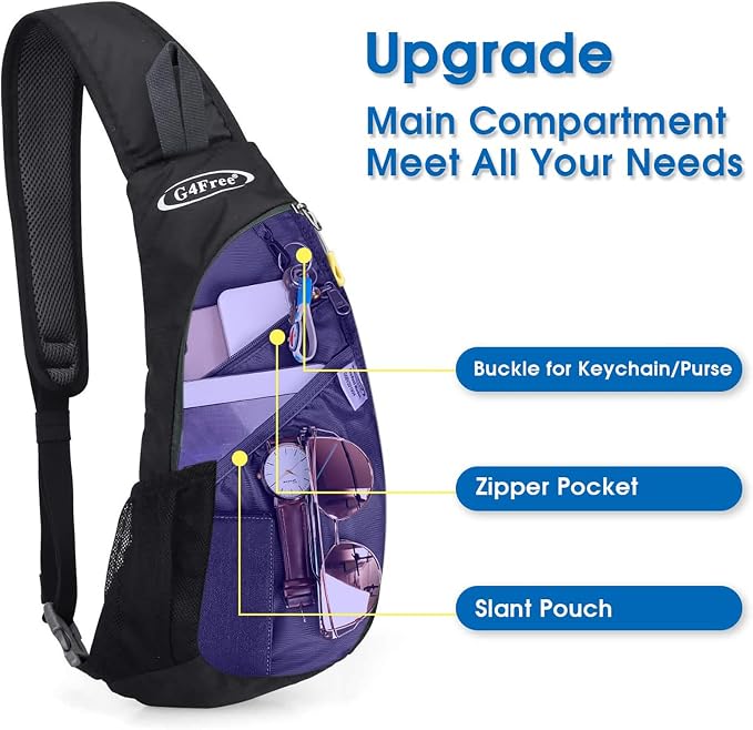 G4Free Sling Bag for Men Women, Small Crossbody Backpack Lightweight Chest - Image 2
