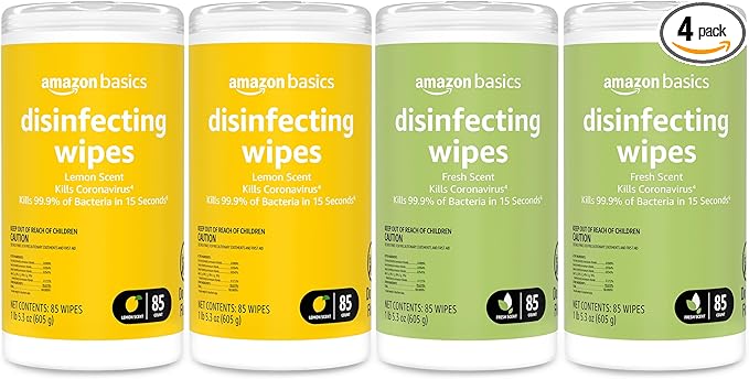 Amazon Basics Disinfecting Wipes, Lemon & Fresh Scent, by AmazonBasics