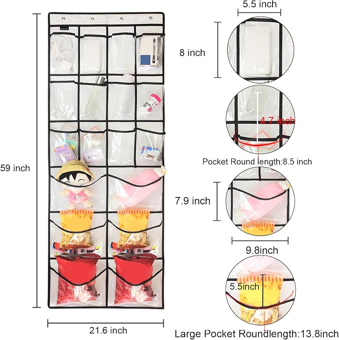 2 Pack Extra Large Hanging Crystal Clear Over Door Shoe Organizers, Closet Shoe - Image 3