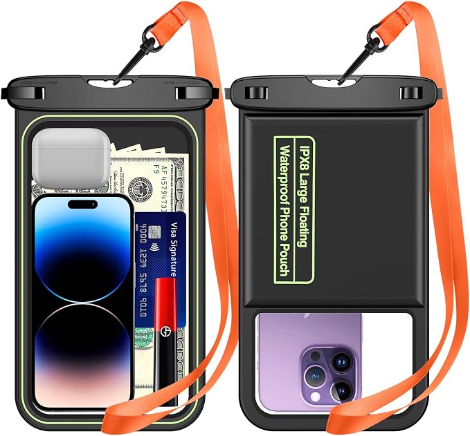 Temdan 2 Pcs Floating Waterproof Phone Pouch, Universal IPX8 Waterproof Cell by Temdan
