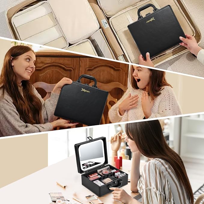 Joligrace Makeup Box with Detachable Lighted Mirror, Travel Train Case - Image 8