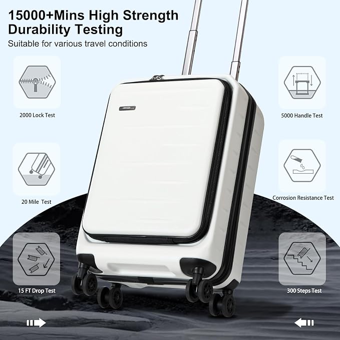 Carry On Luggage 22×14×9 Airline Approved, 20 Inch Lightweight ABS+PC Hard - Image 7
