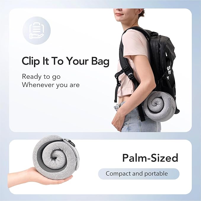 Travel Pillow, 100% Pure Memory Foam Travel Neck Pillow Airplane Neck Support - Image 5