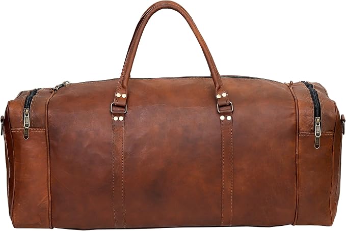 Leather 24 Inch Luggage Handmade Duffel Bag Carryall Weekender Travel Overnight - Image 4