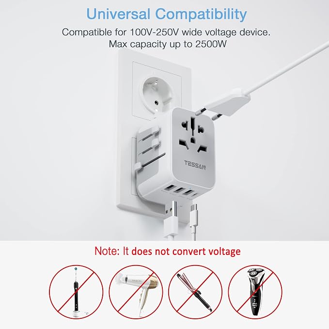 TESSAN Universal Travel Adapter, International Power Adapter - Image 5