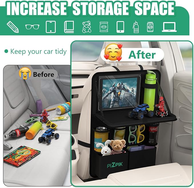 Car Backseat Organizer with Tablet Holder, 11 Storage Pockets with Foldable - Image 6