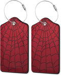 2 Pack Leather Luggage Tag for Suitcase Spider Web Cool Red Black Unique Travel by ZEWOCA