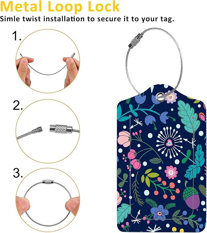 2 Pack Beautiful Floral Luggage Tags - Image 3