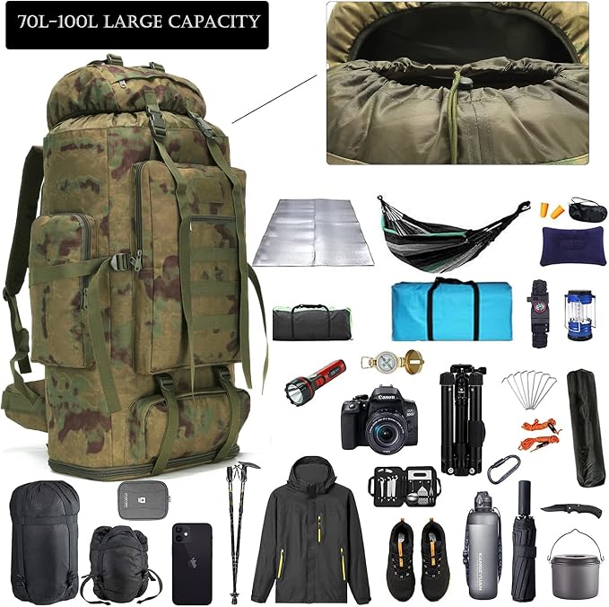 Hiking Backpack for Men 70L/100L Camping Backpack Military Rucksack Molle 3 - Image 4