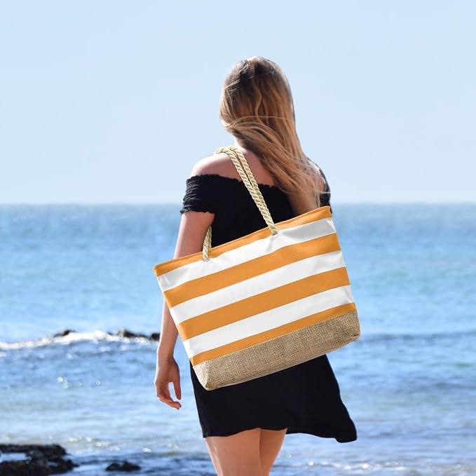 Becokan Beach Bag Initial Beach Tote - Image 5