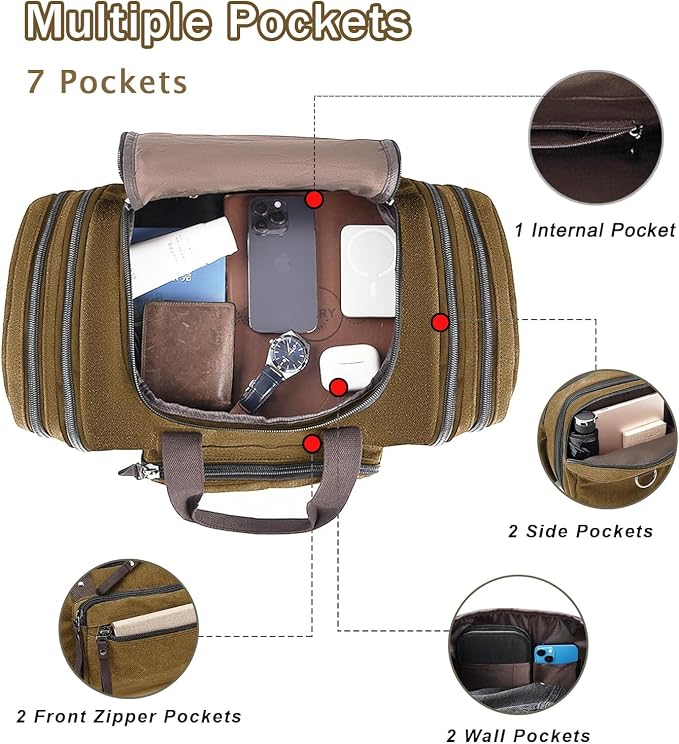 Felipe Varela Duffle Bag for Men, Expandable Canvas Duffel Bag for Travel - Image 4
