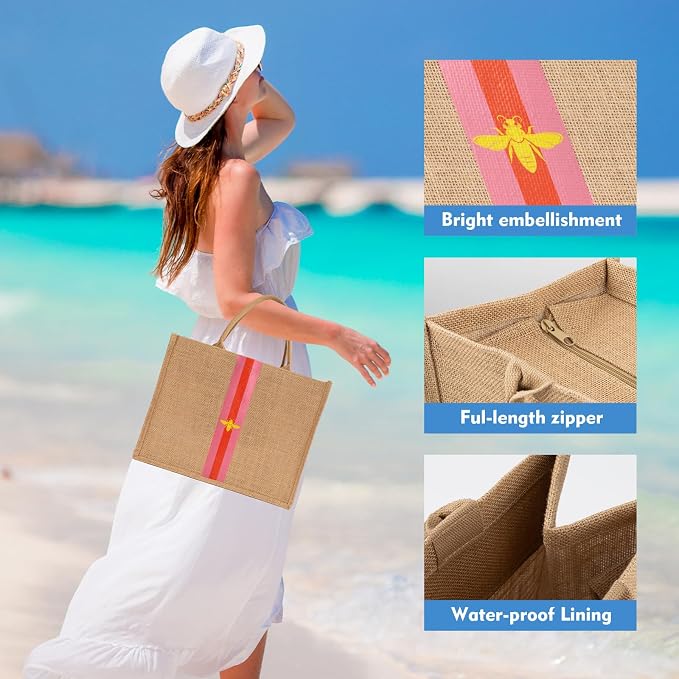 Large Beach Bag Jute Woven Tote - Image 8