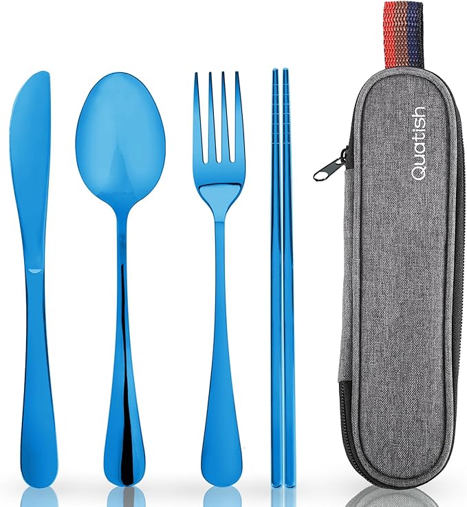Travel Utensils with Case, Quatish Portable Silverware Set by Quatish