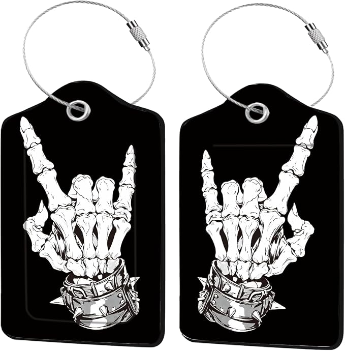 2 Pcs Skull Luggage Tags for Suitcases, Privacy Cover ID Label by Unknown