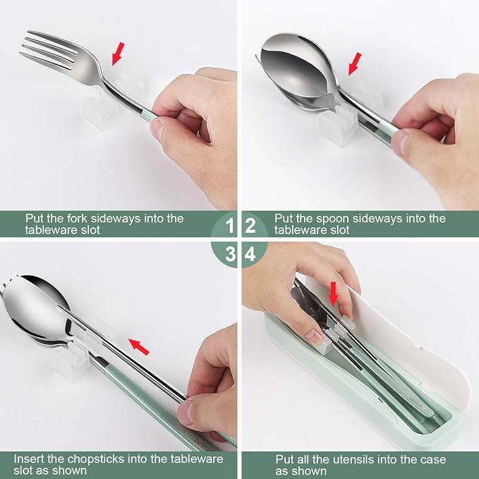 DEVICO Travel Utensils With Case, 18/8 Stainless Steel Camping Utensils - Image 8