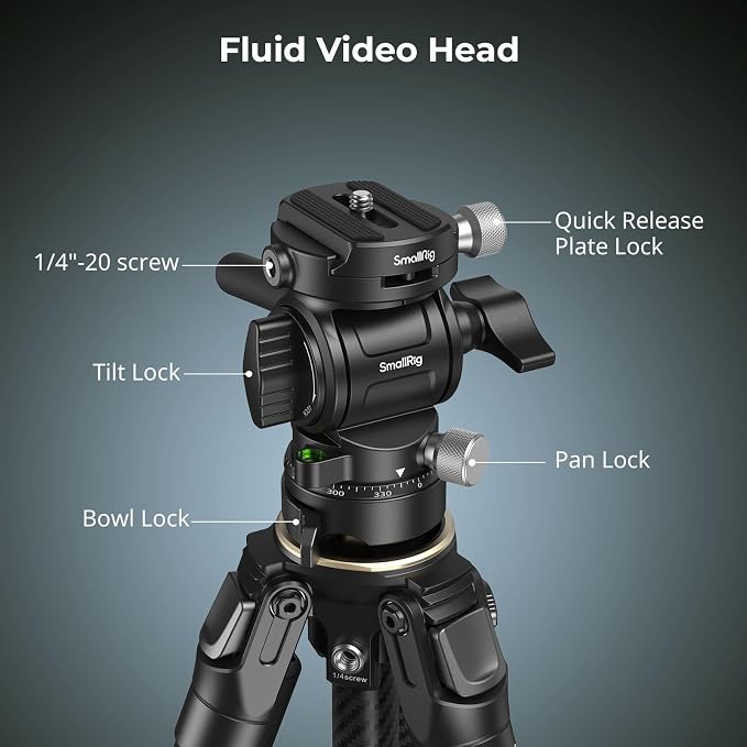 SmallRig Portable Carbon Fiber Travel Tripod Kit, 61.8'' Video Camera Tripod - Image 6
