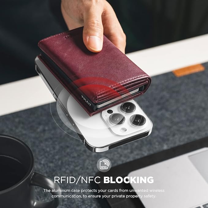 VULKIT Pop up Card Wallet Minimalist Cash Wallets RFID Blocking Leather Smart - Image 2