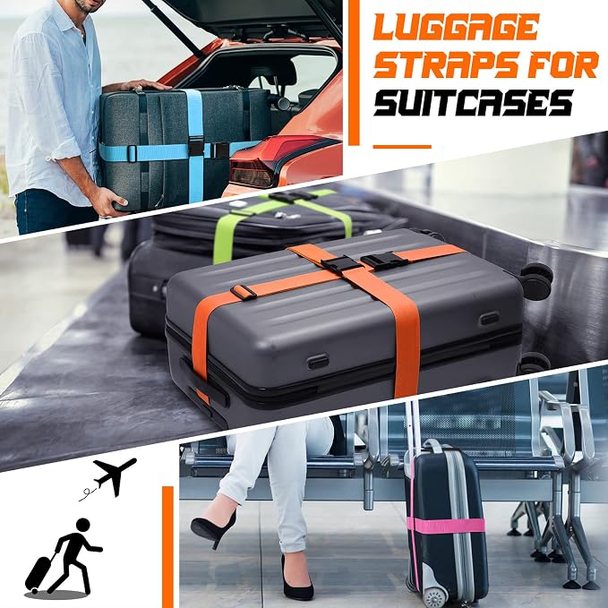 Eccliy 12 Pack Luggage Straps Suitcase Belts Wide Adjustable Packing Straps - Image 6
