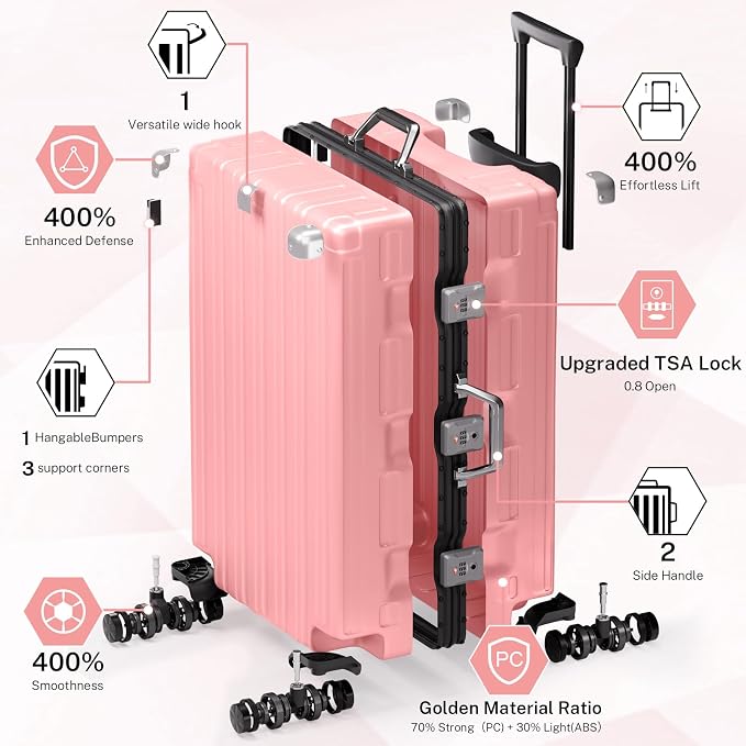 Krute Luggage 28 Inch Aluminum Frame Luggages TSA Lock No Zipper Checked - Image 4