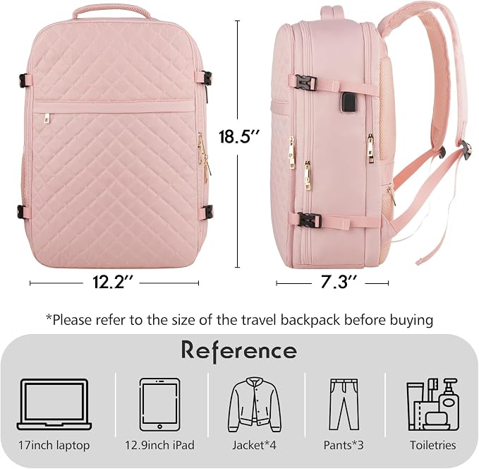 MOMUVO Large Travel Backpack Women, Flight Approved Carry On Backpack, Water - Image 6