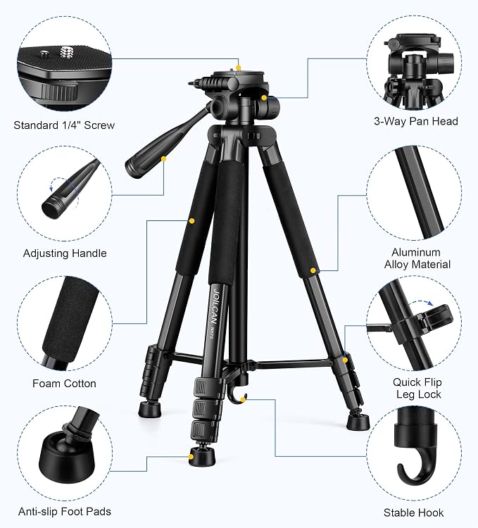 JOILCAN Tripod for Camera, Phone Tripods for Video Recording Photo Vlog - Image 6