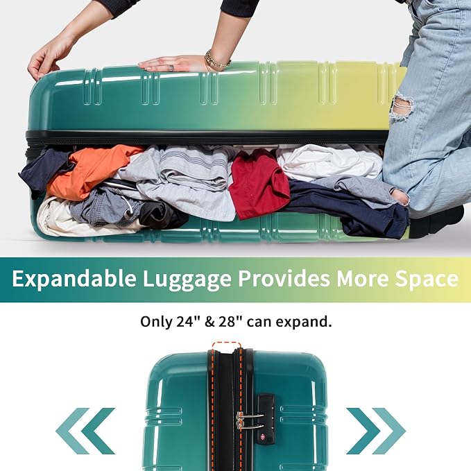 Merax Luggage Sets 3 Piece, Hardside Expandable Suitcase Set - Image 3