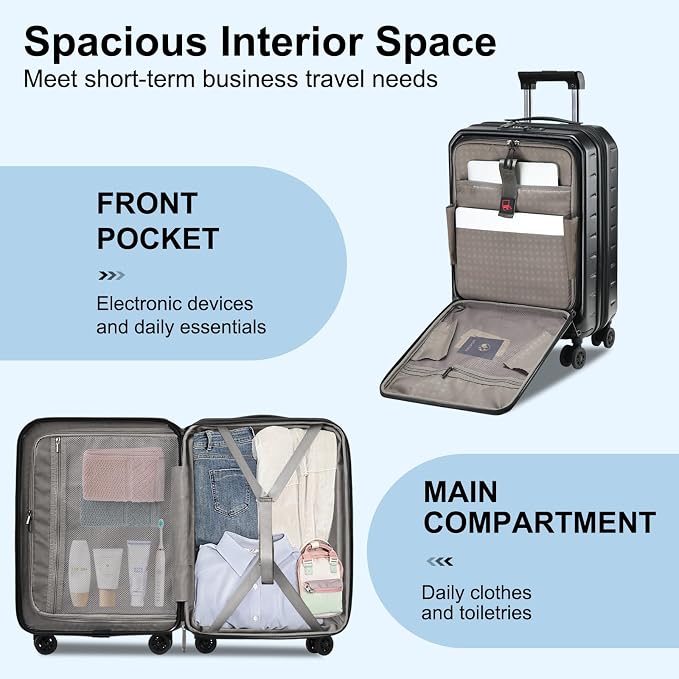 Expandable Carry On Luggage Airline Approved, 20 Inch Lightweight ABS+PC Hard - Image 4