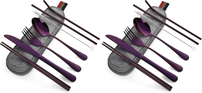 DEVICO Portable Utensils, Travel Camping Cutlery Set, 8-Piece including Knife by DEVICO