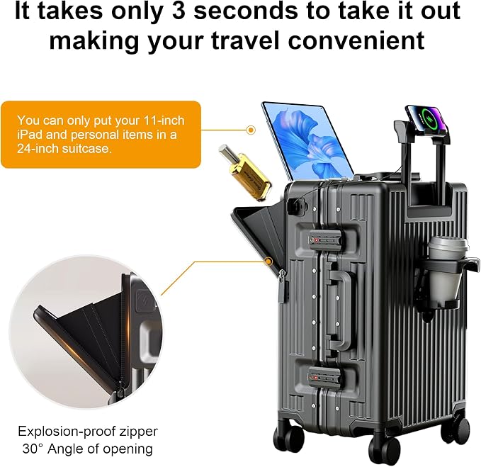 Zipperless Luggage, Polycarbonate Aluminum Hardshell, Expandable Carry-On - Image 8