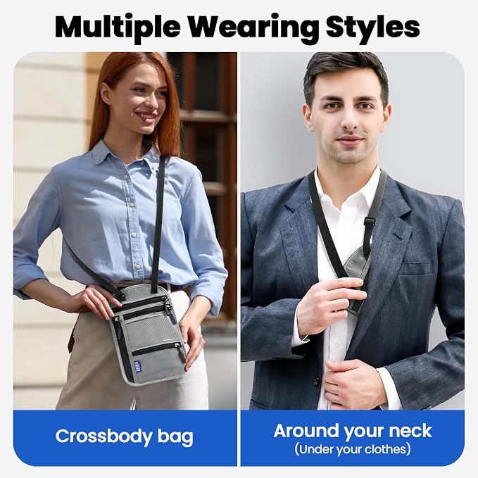 Passport Holder for Families | RFID Blocking Neck Wallet | Travel Document - Image 6