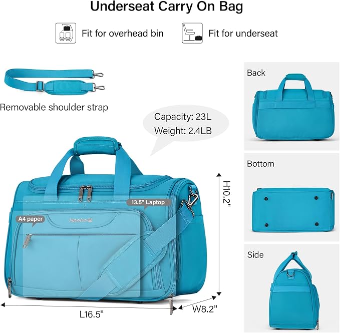 Hanke Foldable Underseat Carry On luggage Bag, Travel Tote Bag - Image 2