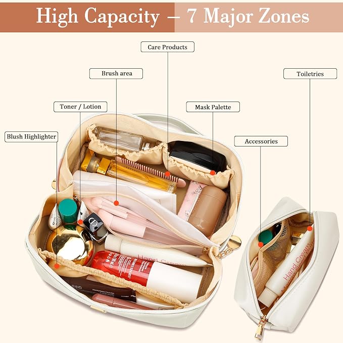Birthday Gifts for Women Teen Girl, Personalized Initial Makeup Organizer Bag - Image 3