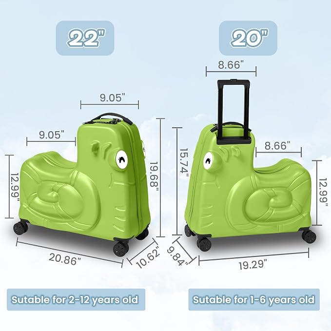 Kids Ride-on Luggage with Spinner Wheels Suitcase, Kid's Ride-On Suitcase Help - Image 3