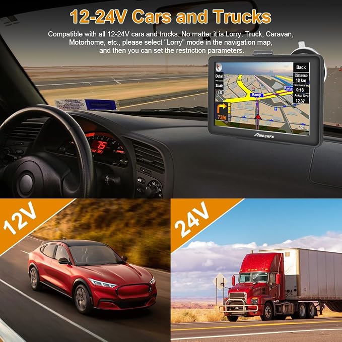 GPS Navigator for Car 7 inch Touch Screen Voice Prompts Turn Direction Speed - Image 3