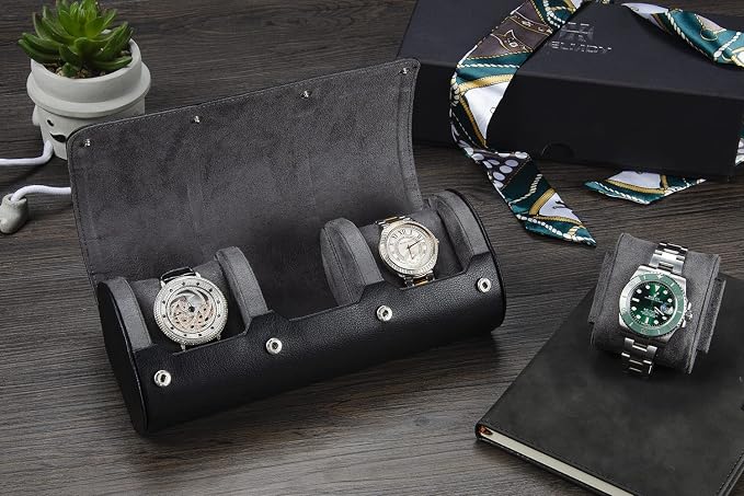 Watch Travel Case for Men: 3 Slot Watch Box Organizer Display Case - Image 5