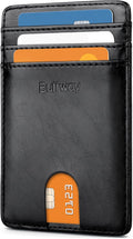 Buffway Mens Slim Wallet, Minimalist Thin Front Pocket Leather Credit Card by Buffway