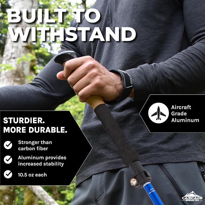 Cascade Mountain Tech Lightweight Aircraft-Grade Aluminum Trekking Poles - Image 3