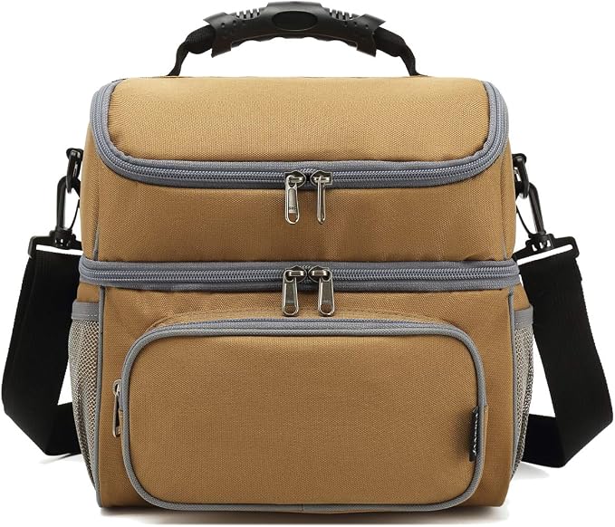 FlowFly Double Layer Cooler Insulated Lunch Bag Adult Lunch Box Large Tote Bag - Image 8